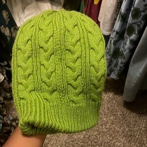 Green Cable Knit Beanie